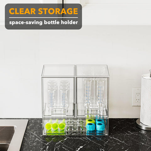 SpaceAid on a countertop near vanity items illustrating tidy, modern storage benefit