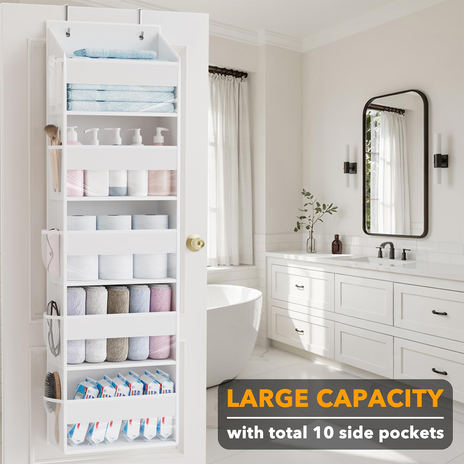 SpaceAid mesh side pocket detail holding toiletries and small items for breathable storage