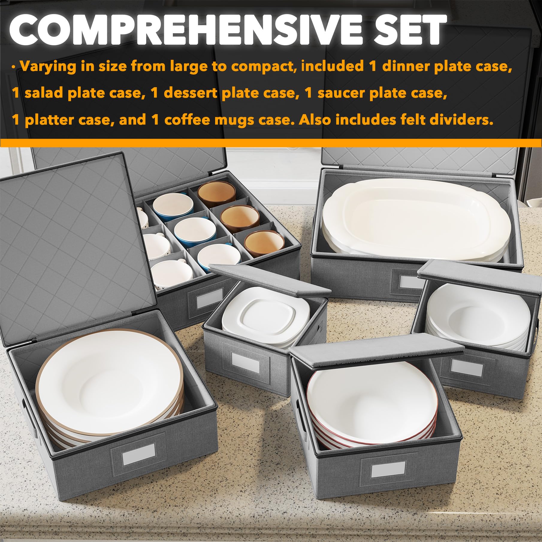 SpaceAid open dinner plate case demonstrating secure storage benefit