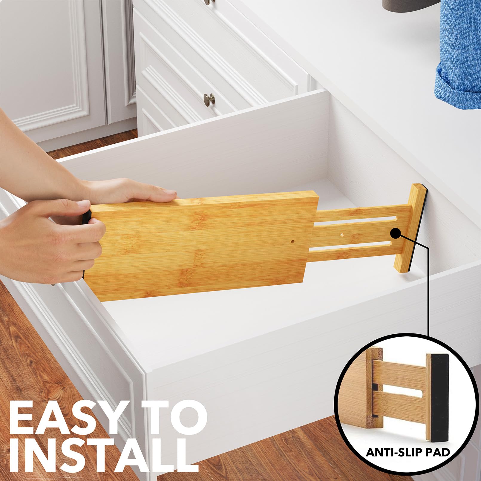 SpaceAid rubber end pad close-up protecting drawer finish and preventing slips