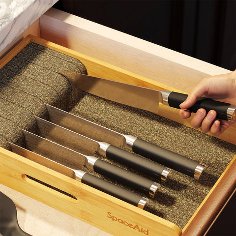 SpaceAid side profile showing 2.5-inch height fits standard drawers