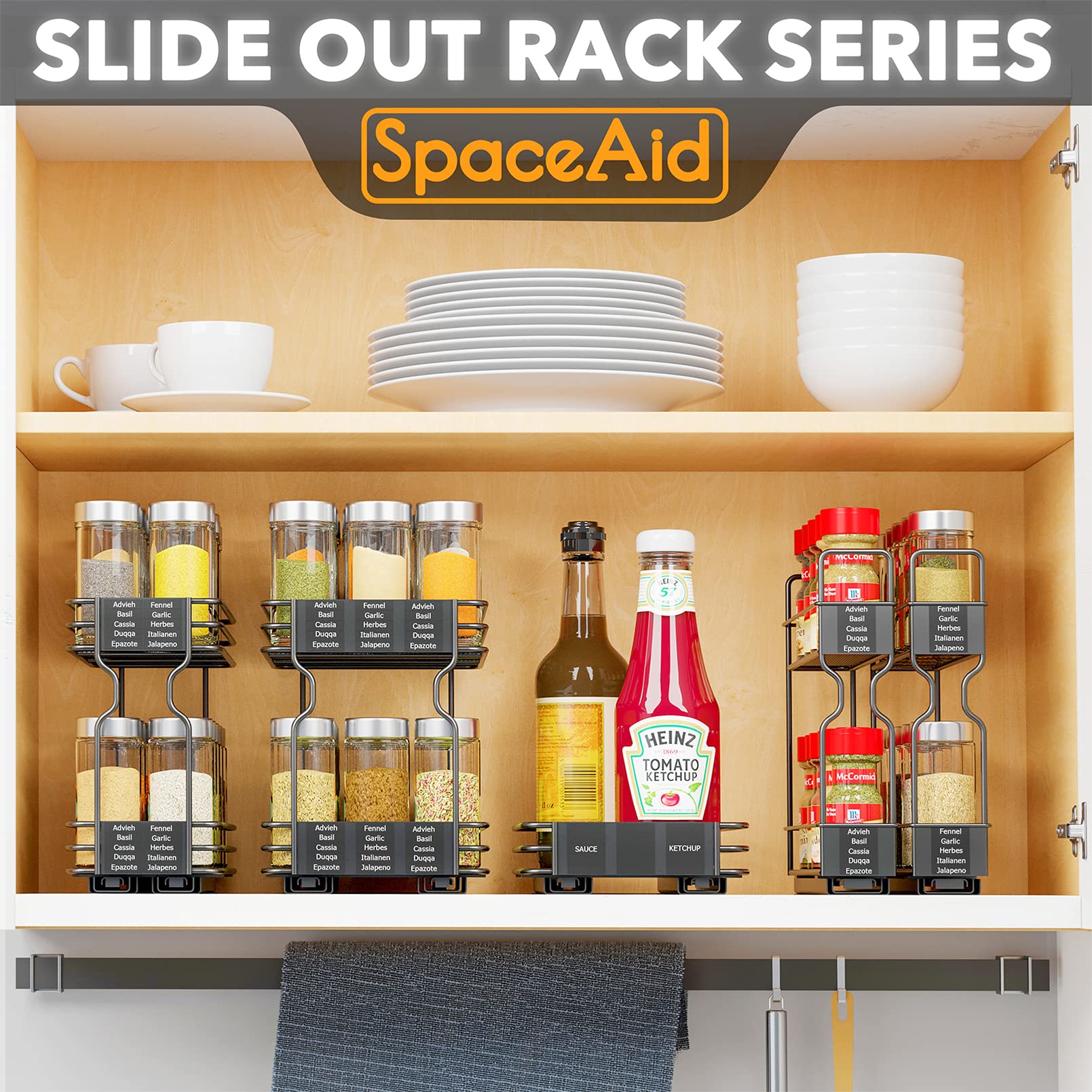 SpaceAid side profile displaying sturdy slides and smooth pull-out action
