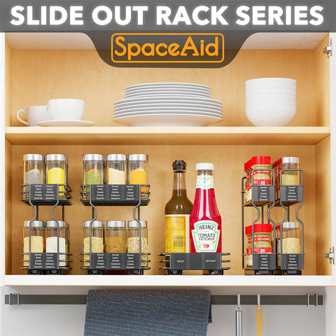 SpaceAid side profile displaying sturdy slides and smooth pull-out action