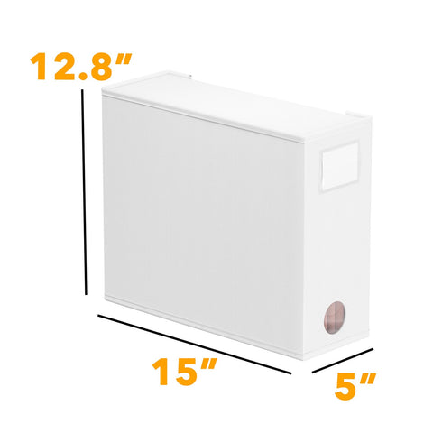 SpaceAid organizer beside folded queen sheet showing true-size comparison