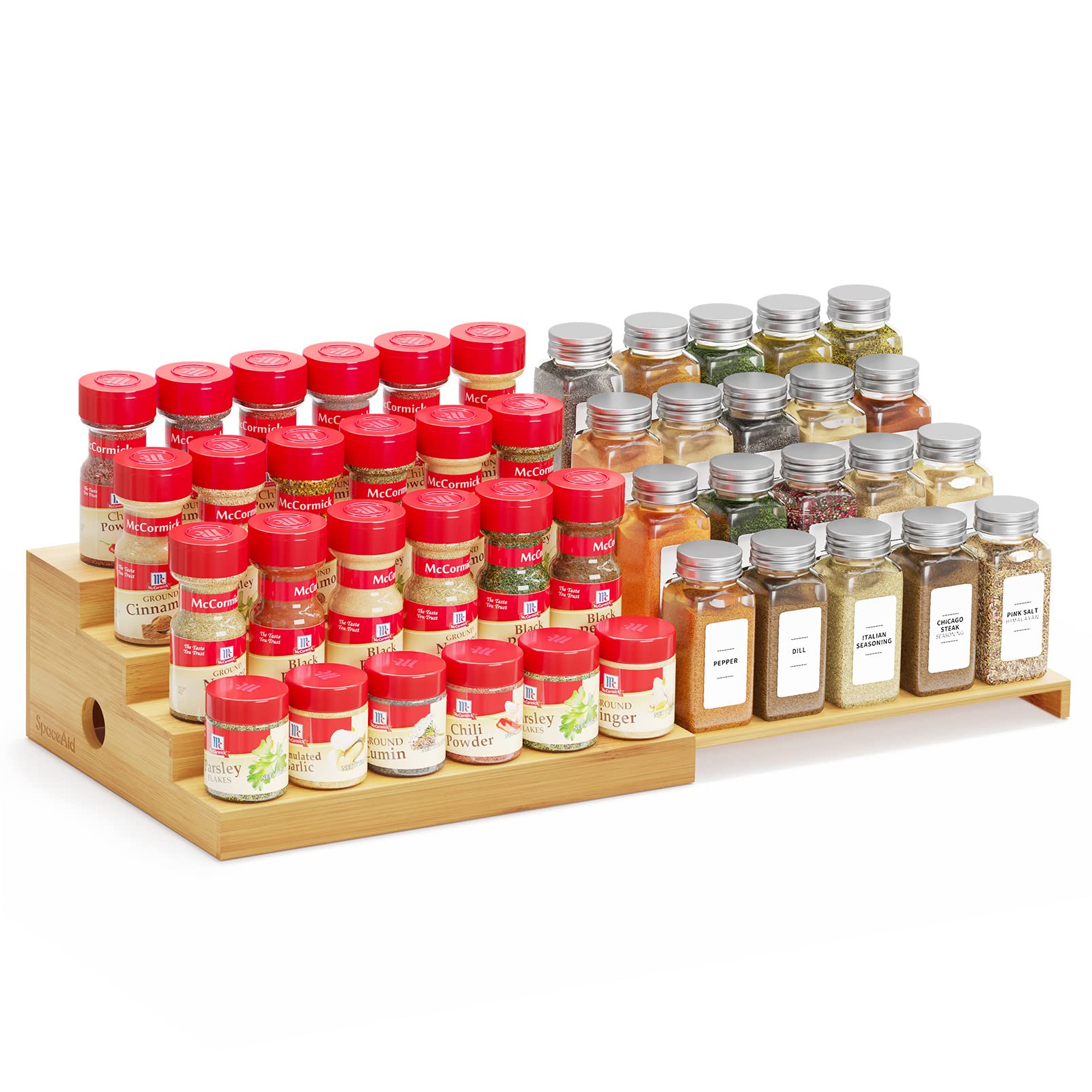 SpaceAid next to ruler and jars to show compact size and capacity