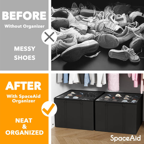 SpaceAid clear top panel close-up for instant shoe identification