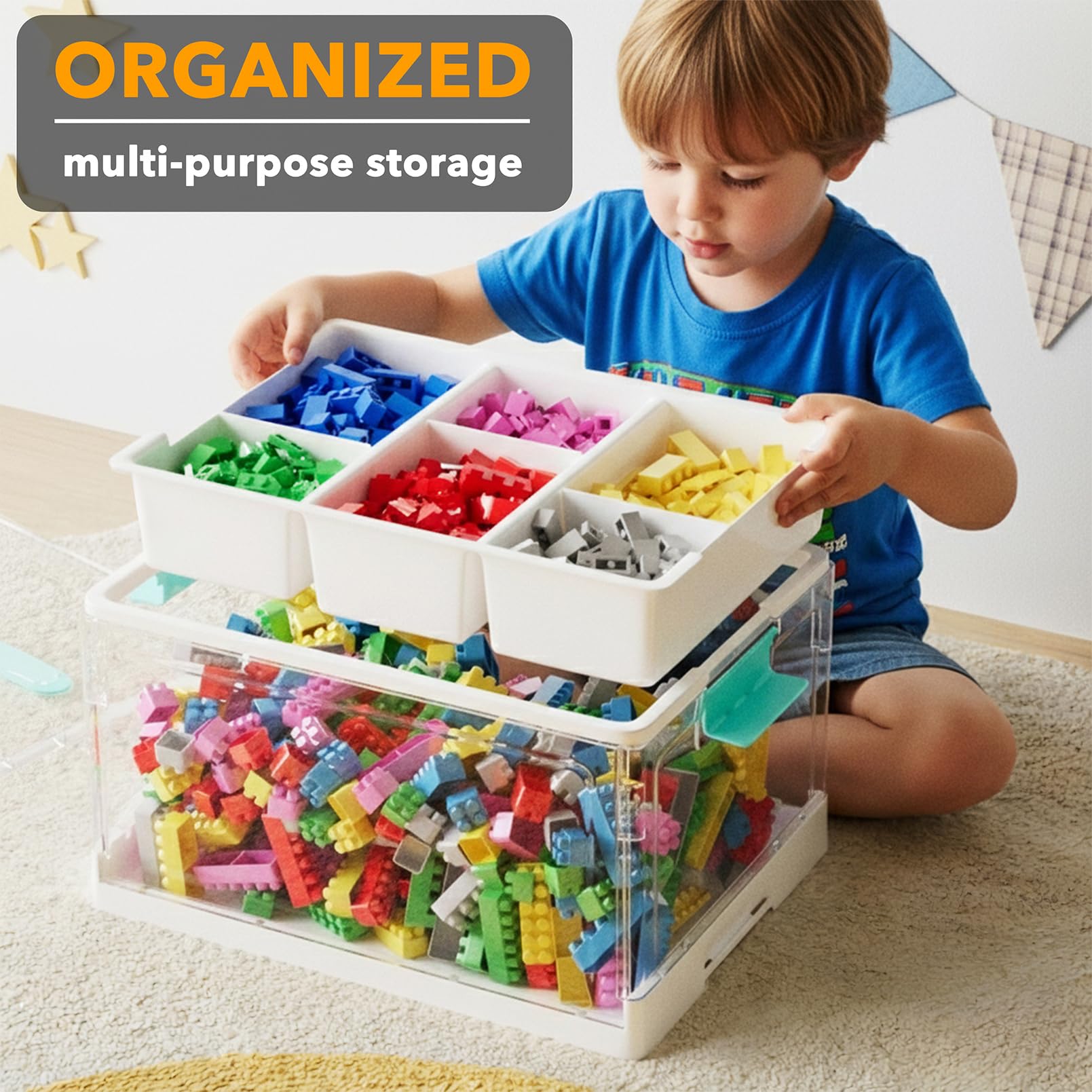 SpaceAid removable top tray and adjustable dividers for tidy sorting
