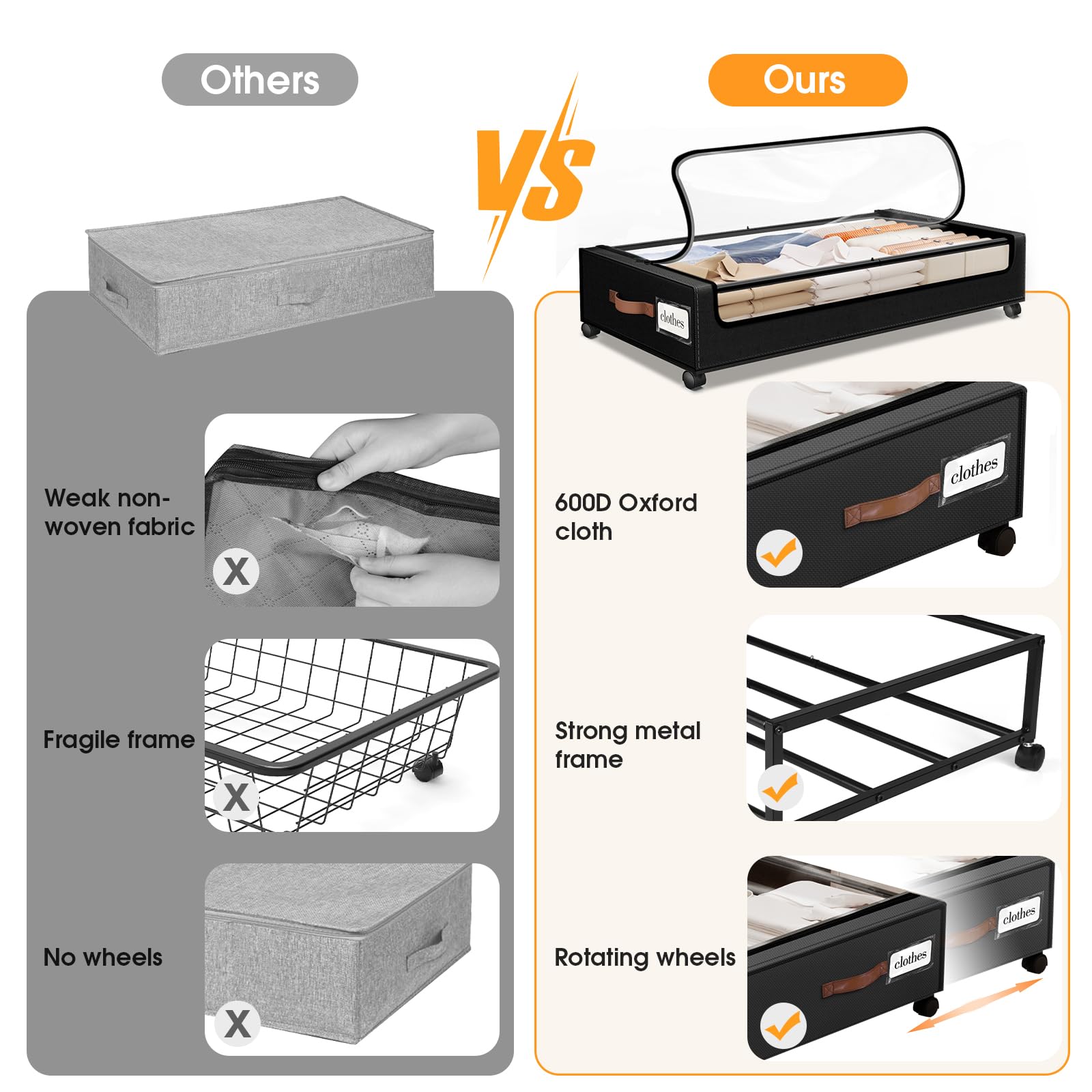 SpaceHacks in-use under-bed setting demonstrating smooth sliding and accessibility