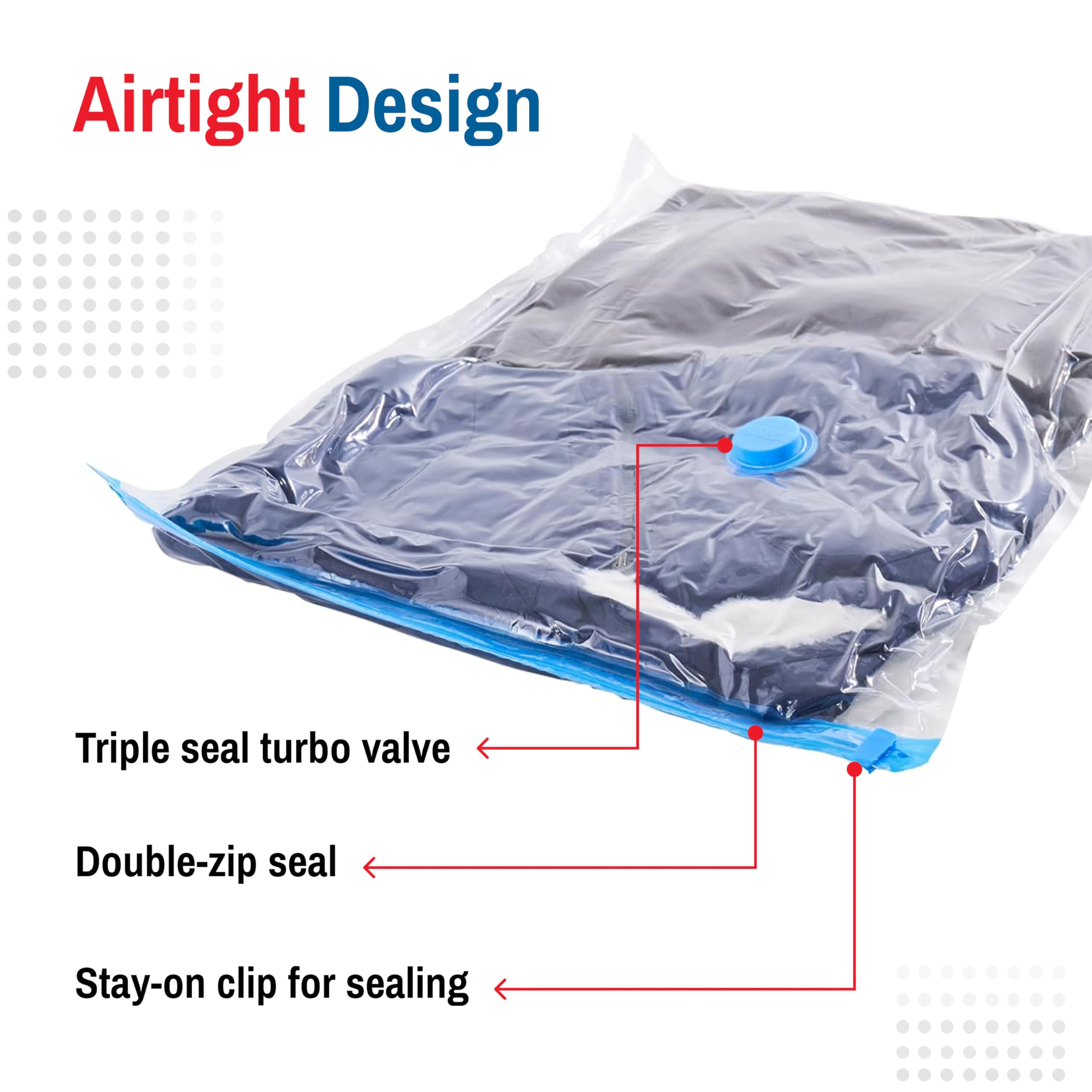 Spacesaver double-zip seal detail ensuring waterproof and dustproof storage