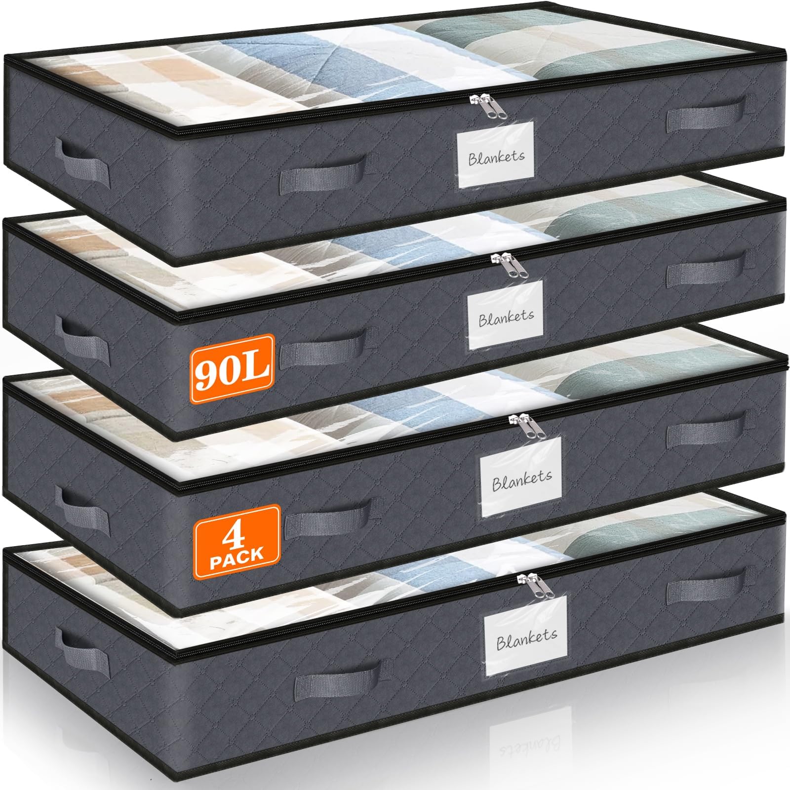 SpaceWhisper front view of gray 4-pack showing tidy storage and organization benefit