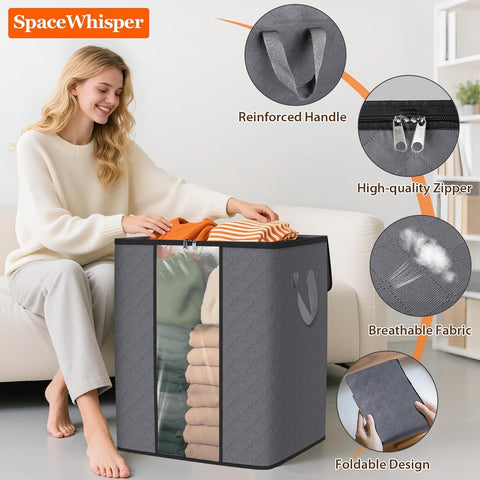 SpaceWhisper handle and reinforced stitching detail showing durable carry benefit