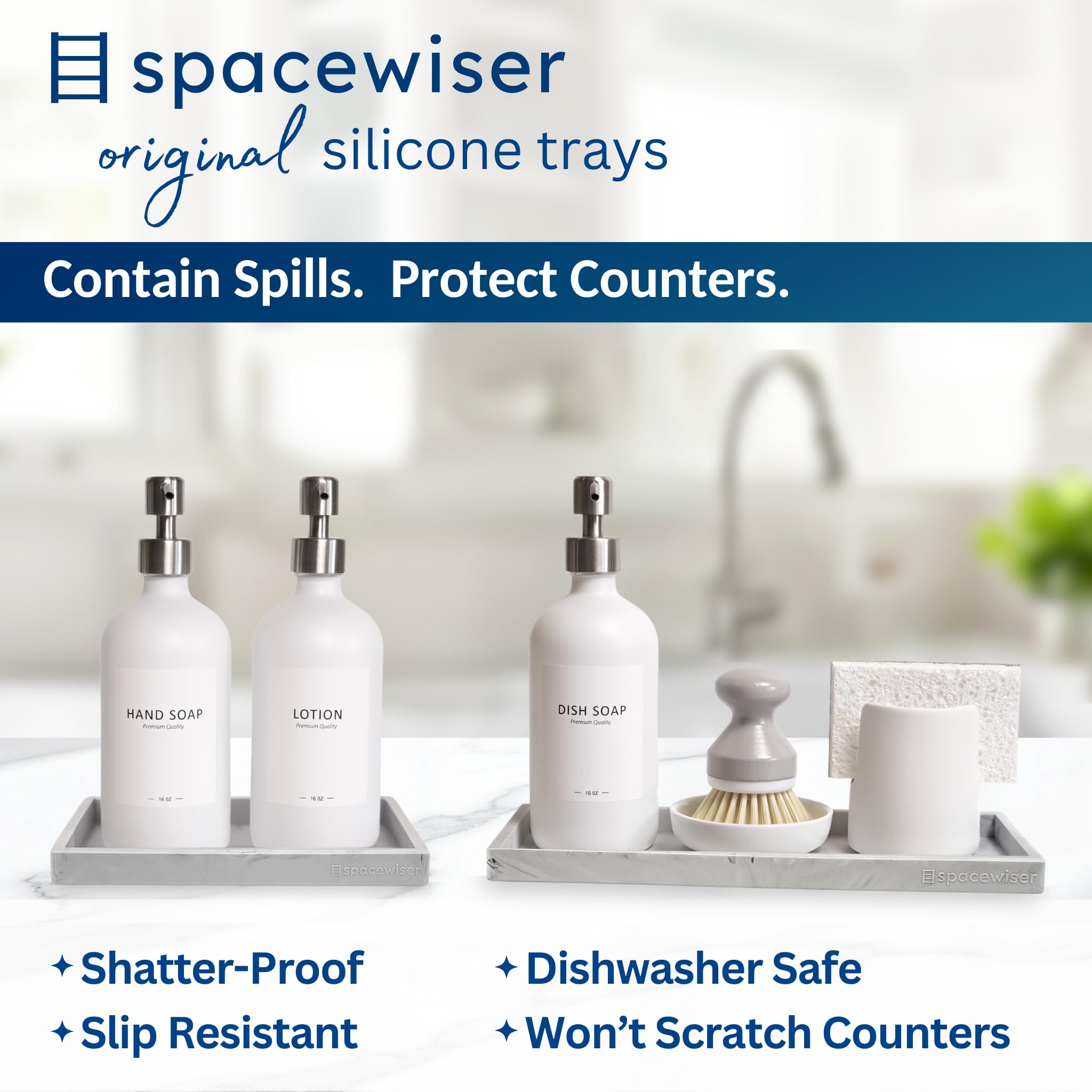 Spacewiser silicone marble texture close-up highlighting durable finish