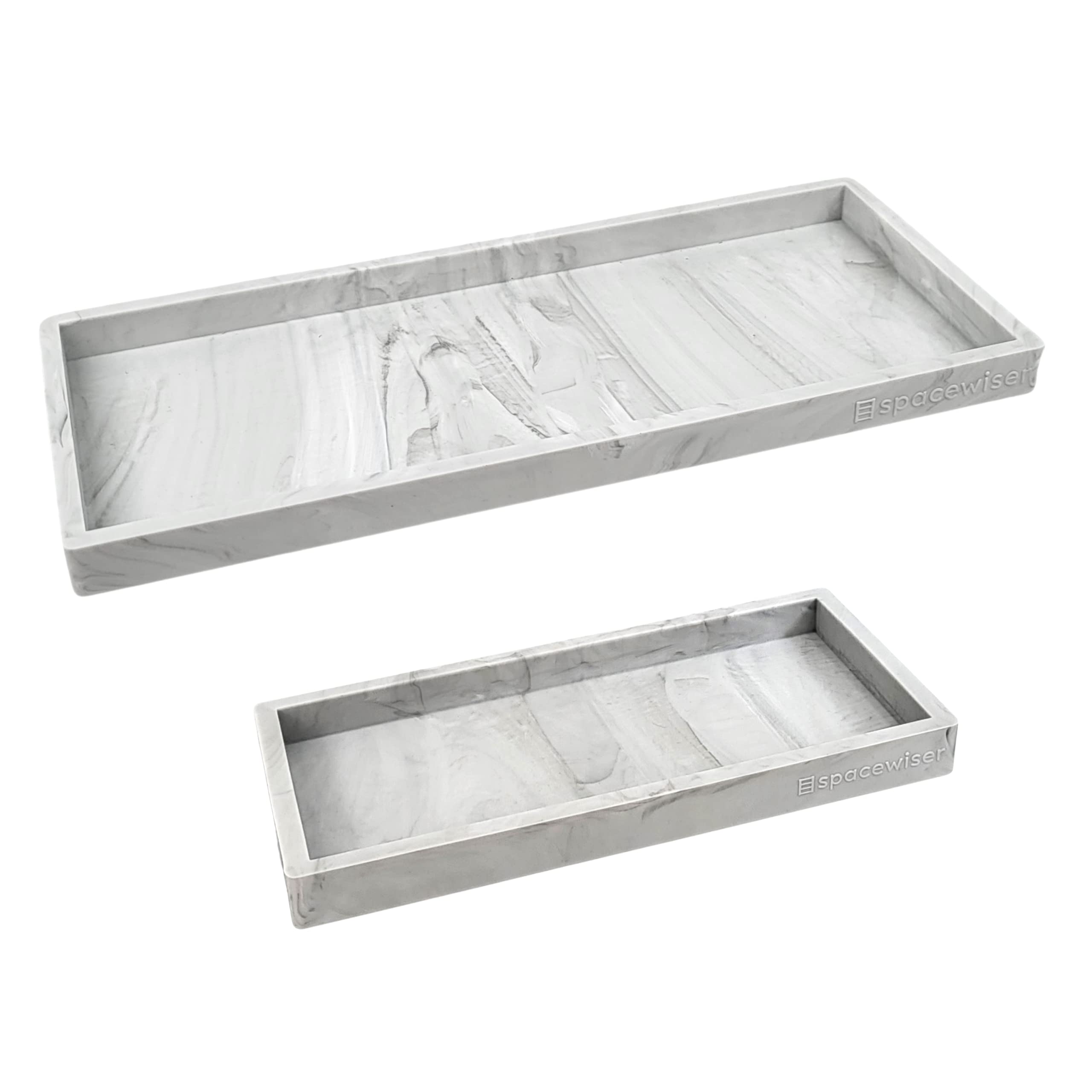 Spacewiser marble tray front view showing two sizes and tidy layout