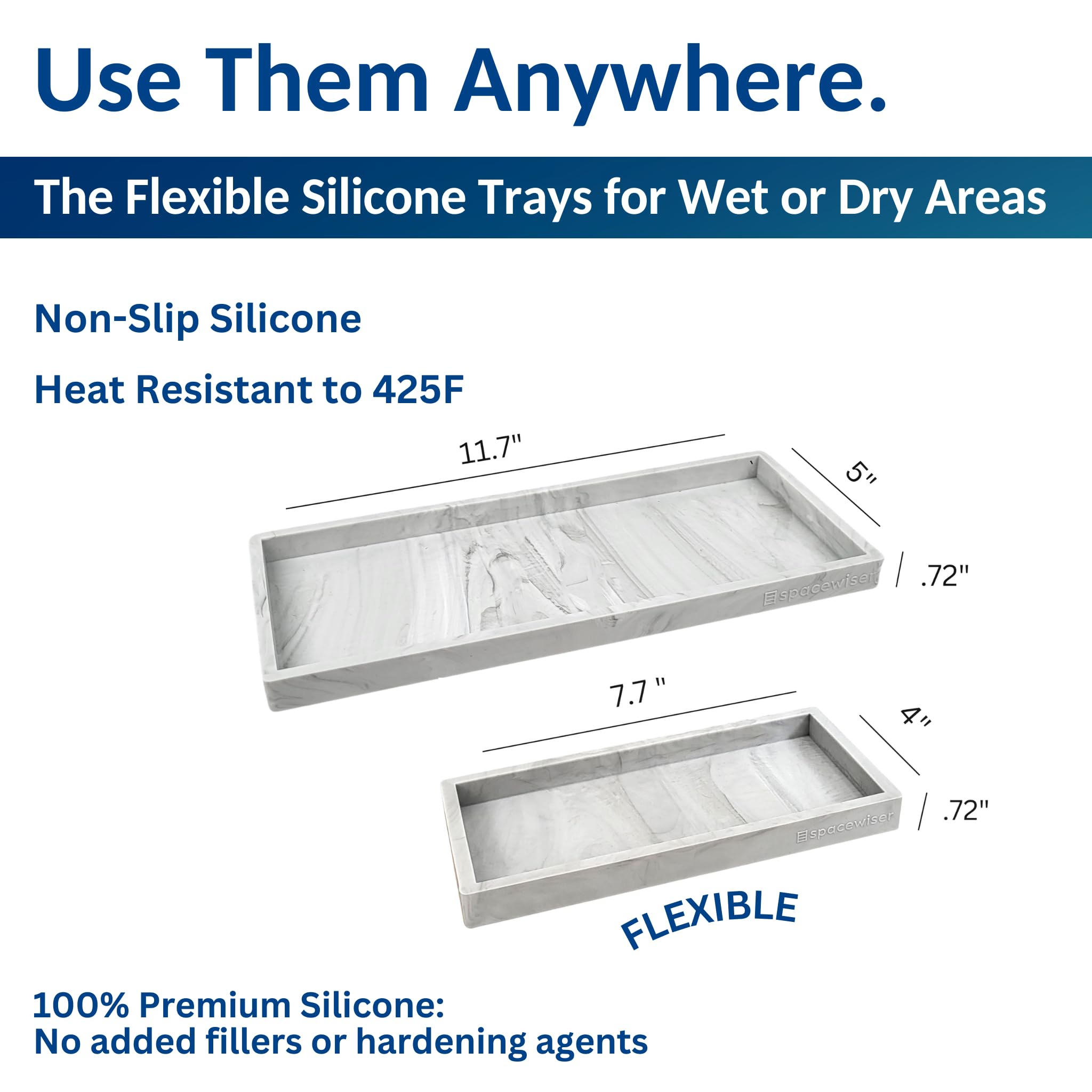 Spacewiser trays on bathroom vanity organizing bottles and cosmetics