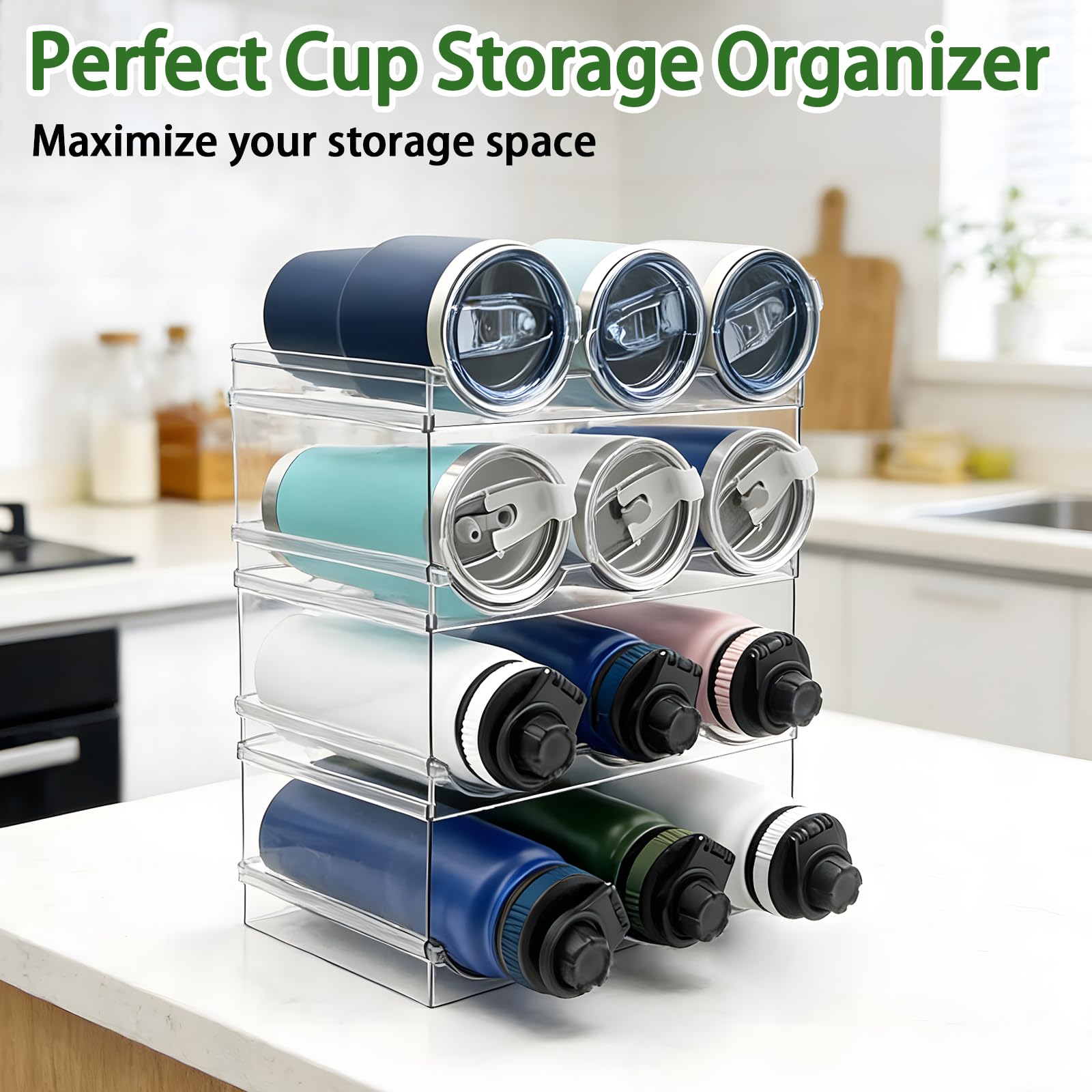 Spaclear organizers holding bottles in fridge to maximize vertical fridge space