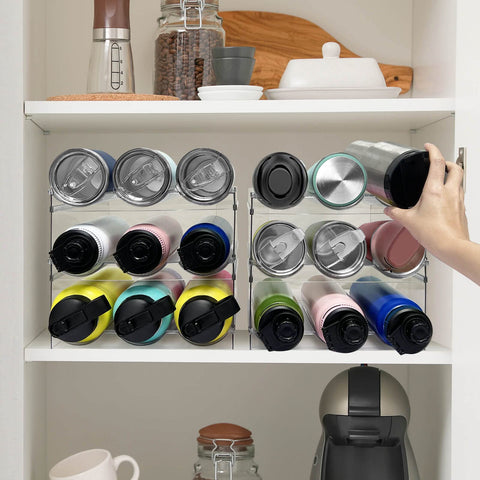 Spaclear inside fridge storing bottles vertically to maximize shelf space