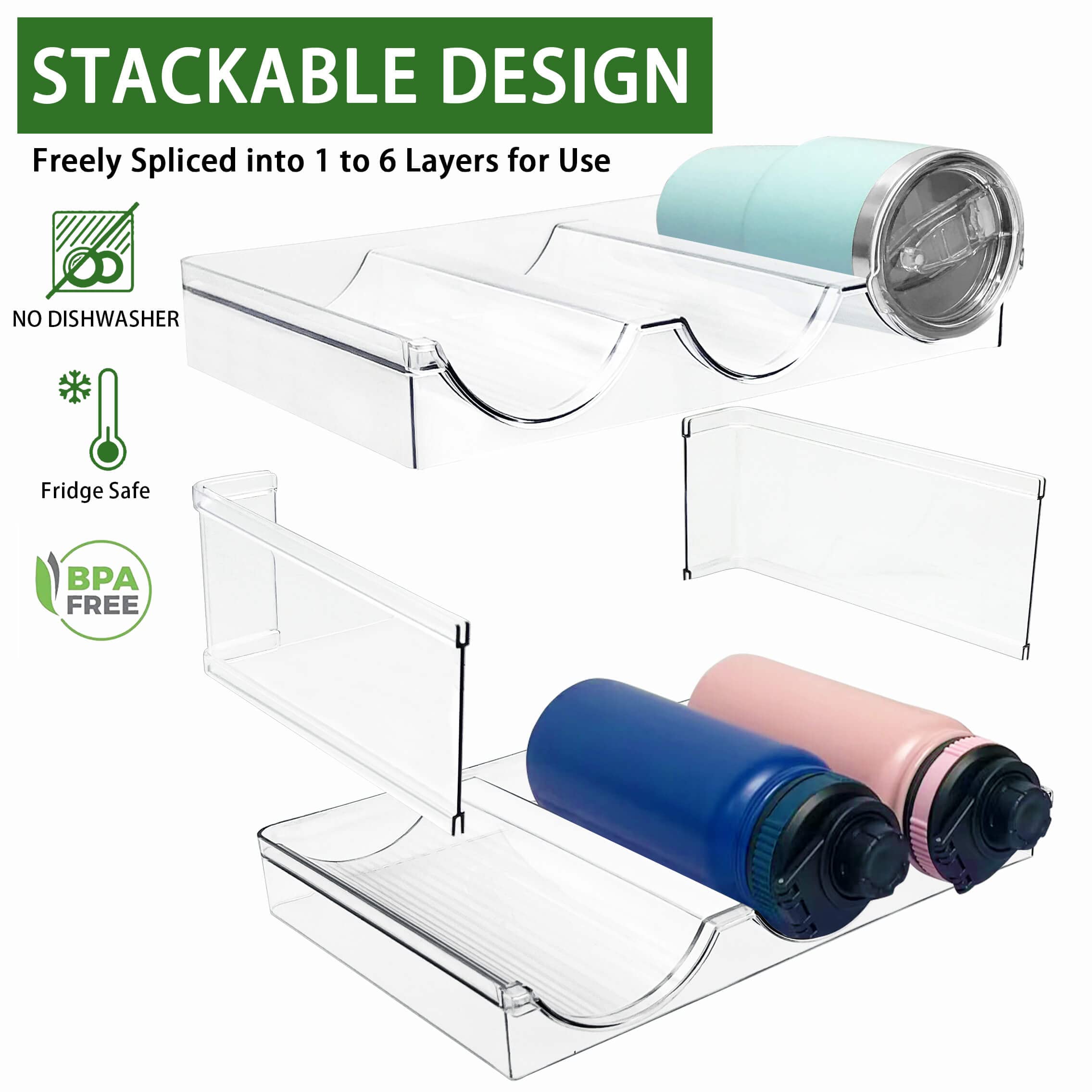 Spaclear in-use on kitchen counter holding travel mugs for quick access