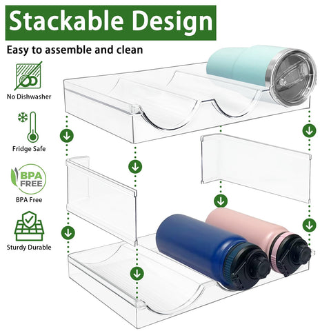 Spaclear side profile of stacked shelves demonstrating stable, wobble-free storage