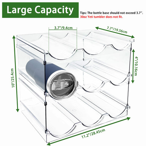 Spaclear next to tumblers showing scale and compatible bottle sizes