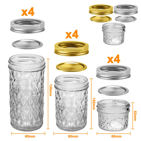 SPANLA size comparison of 4 oz, 8 oz, and 12 oz jars for portion planning benefit