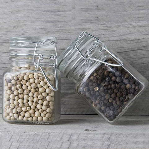 SPANLA jars lined on a shelf showing space-saving square design benefit
