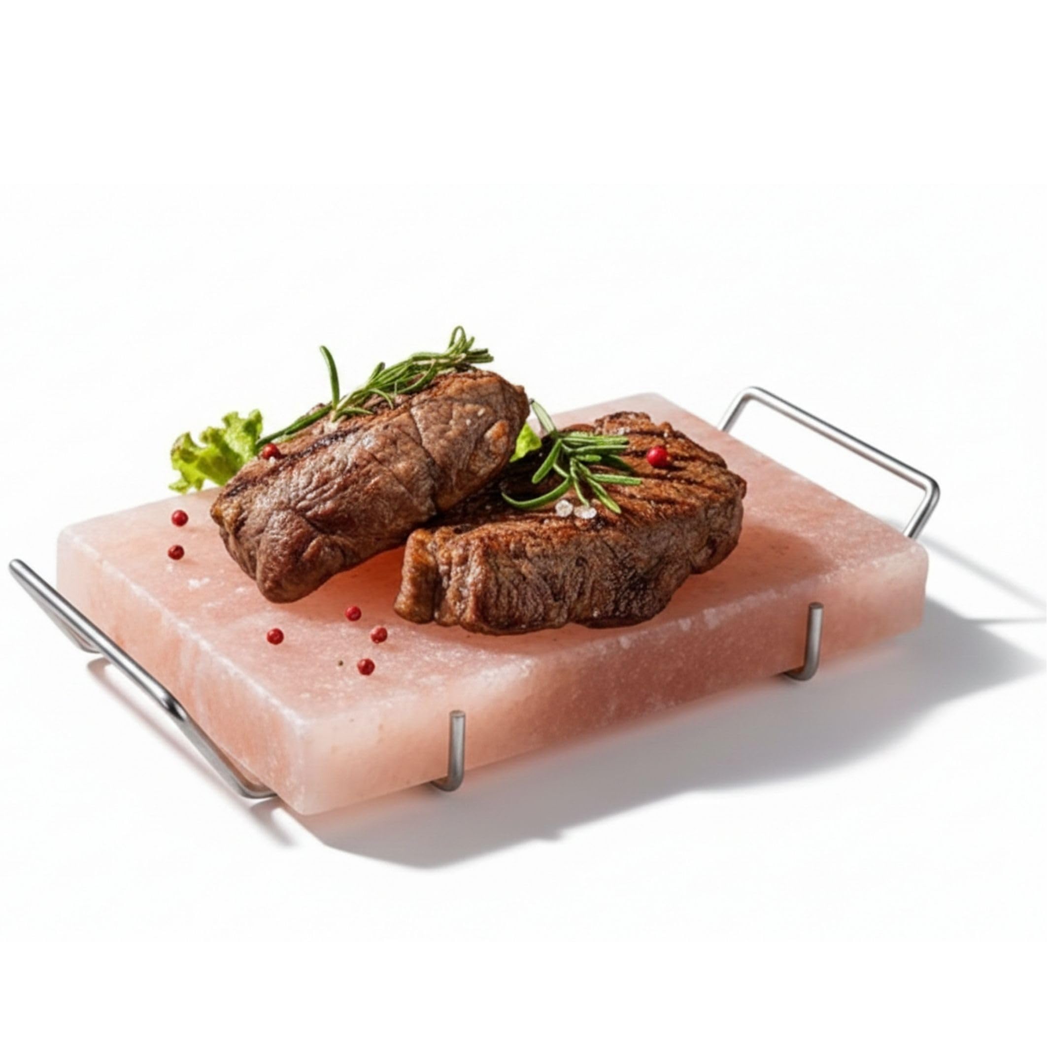 Spantik front view salt block and tray showing ready-to-use cooking setup