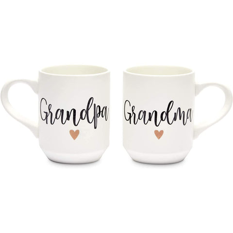 Sparkle and Bash front view of Grandma and Grandpa mugs showing matching design and labels, perfect gift