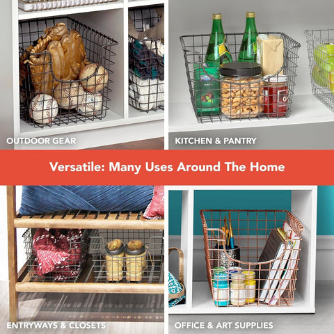 Spectrum basket filled with folded towels showing tidy bathroom storage benefit