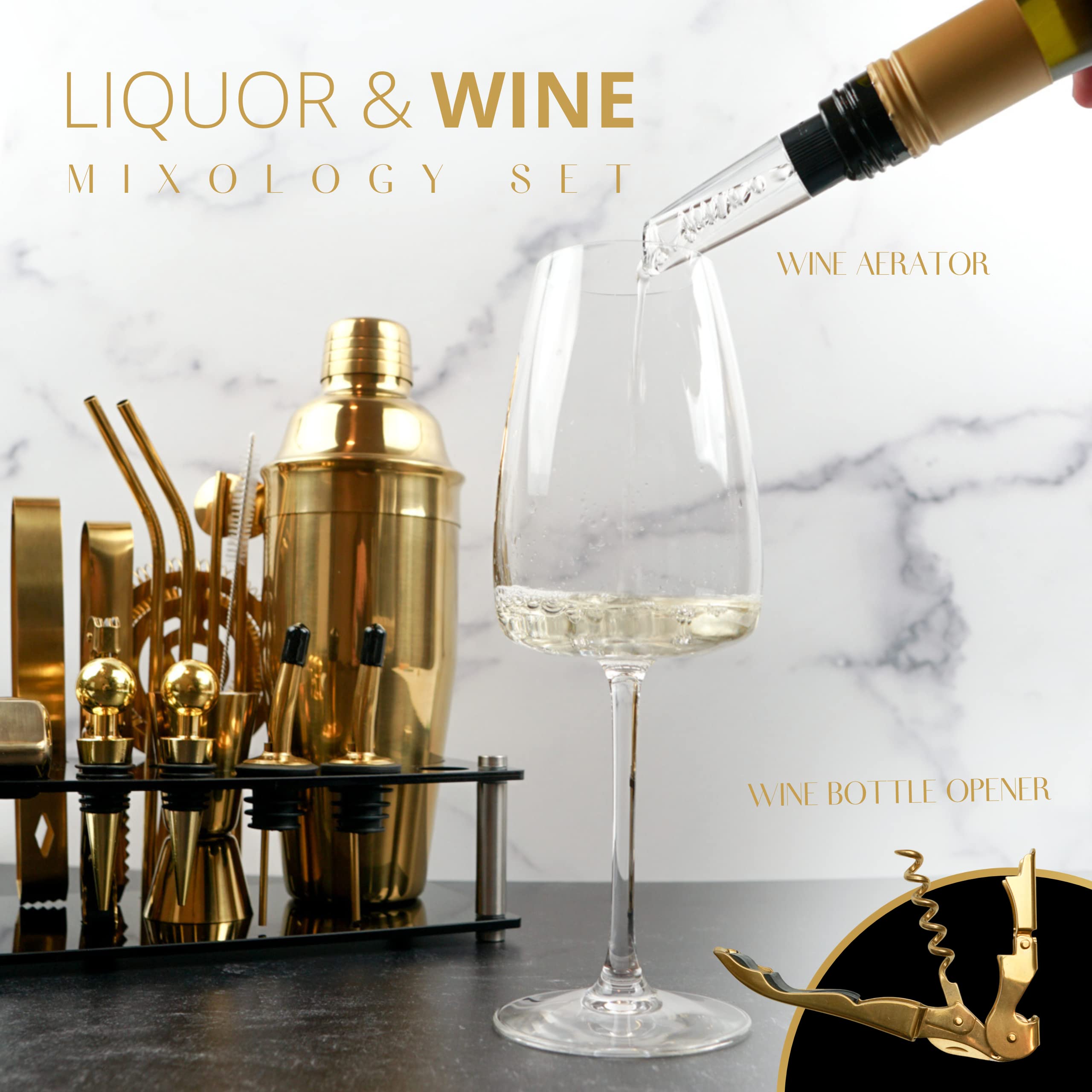 Speed Wagon Foundation gold cocktail shaker closeup highlighting durable polished finish