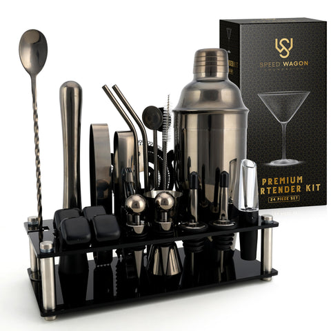 Speed Wagon gun metal shaker front view showing sleek finish and easy grip