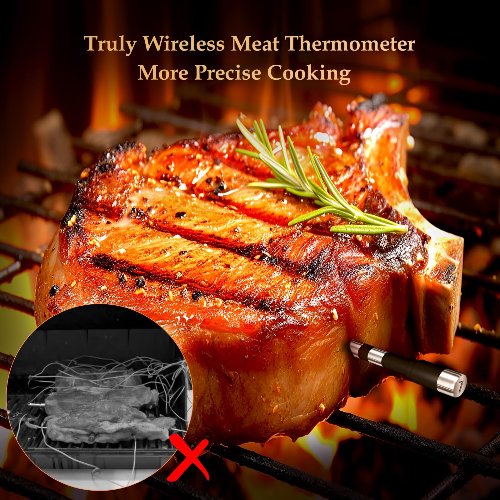 Speusurea on an active grill with cook enjoying remote monitoring benefits