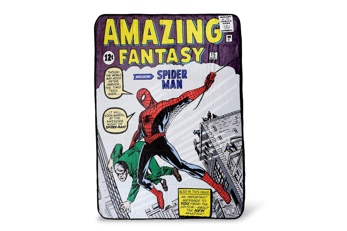 Spider-Man front print showing Amazing Fantasy No. 15 art and collectible appeal