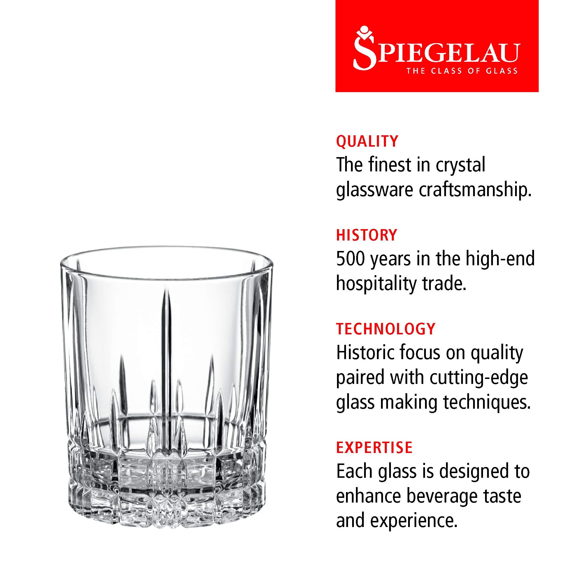 Spiegelau set of four glasses on a tray promoting coordinated presentation