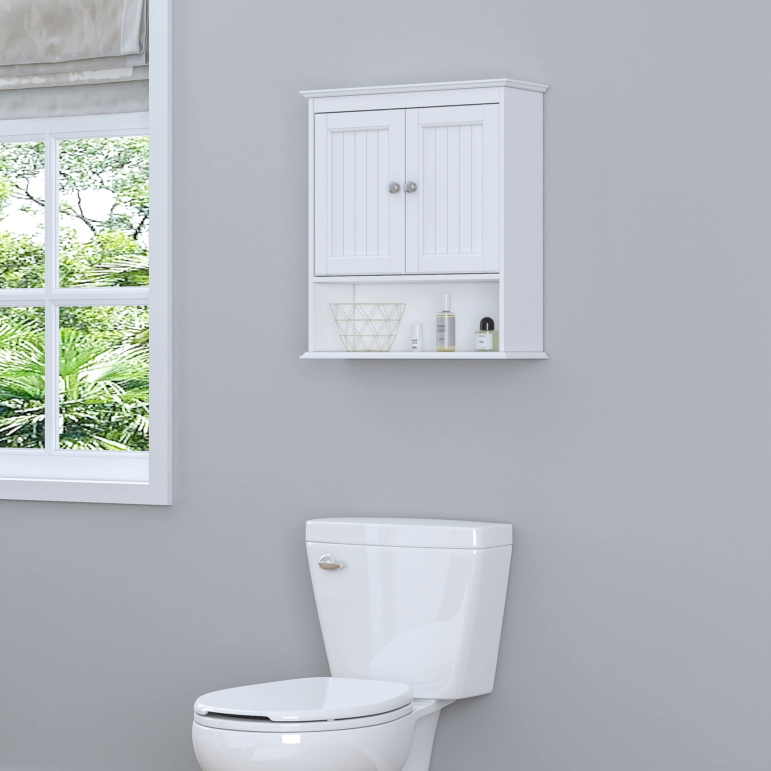 Spirich bottom open shelf with folded towels showing quick-access storage benefit