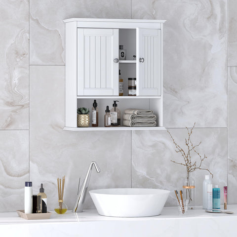 Spirich cabinet mounted over toilet in bathroom demonstrating organized vertical storage