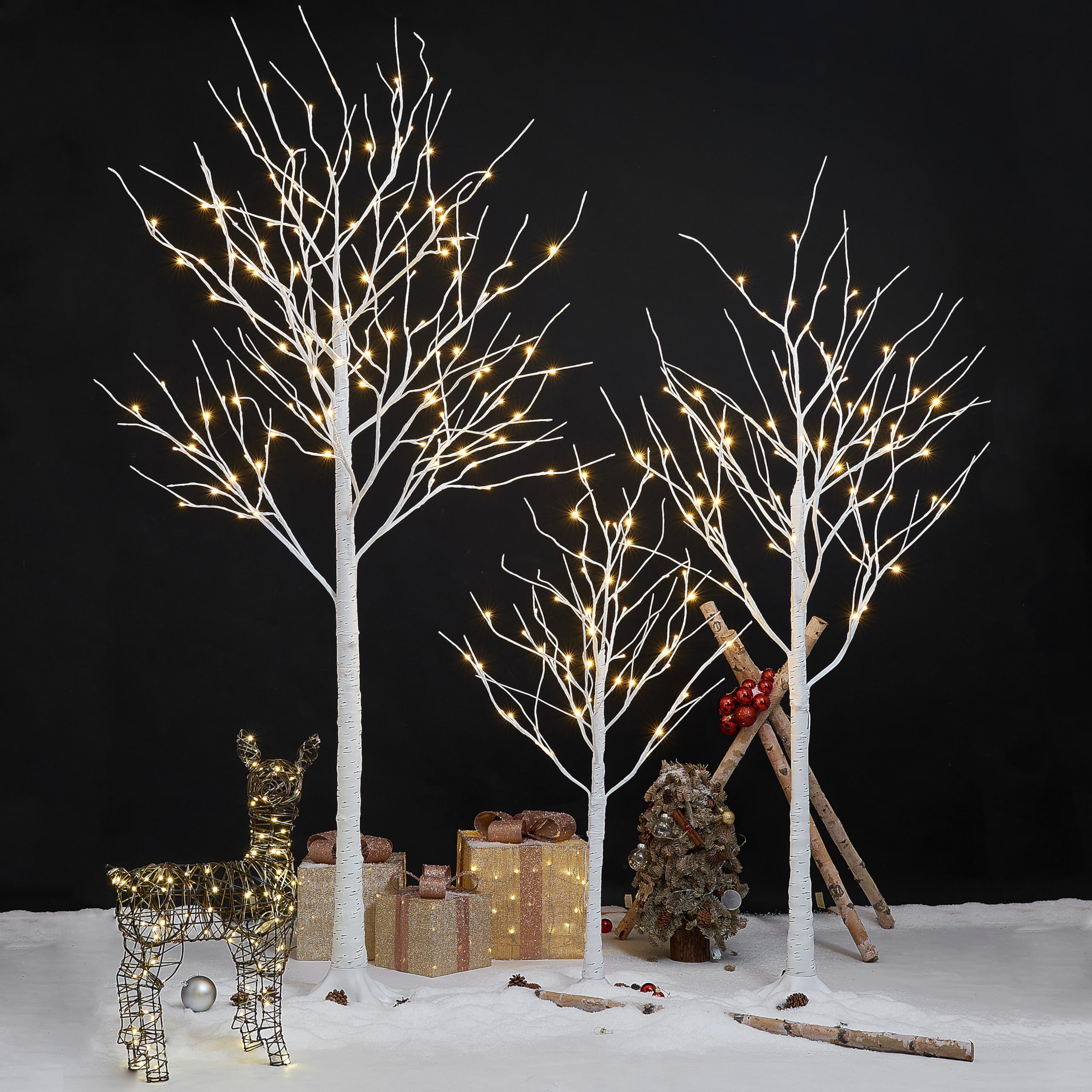 SPIRIT STAR CHRISTMAS CENTER close-up of handmade birch trunk showing natural texture