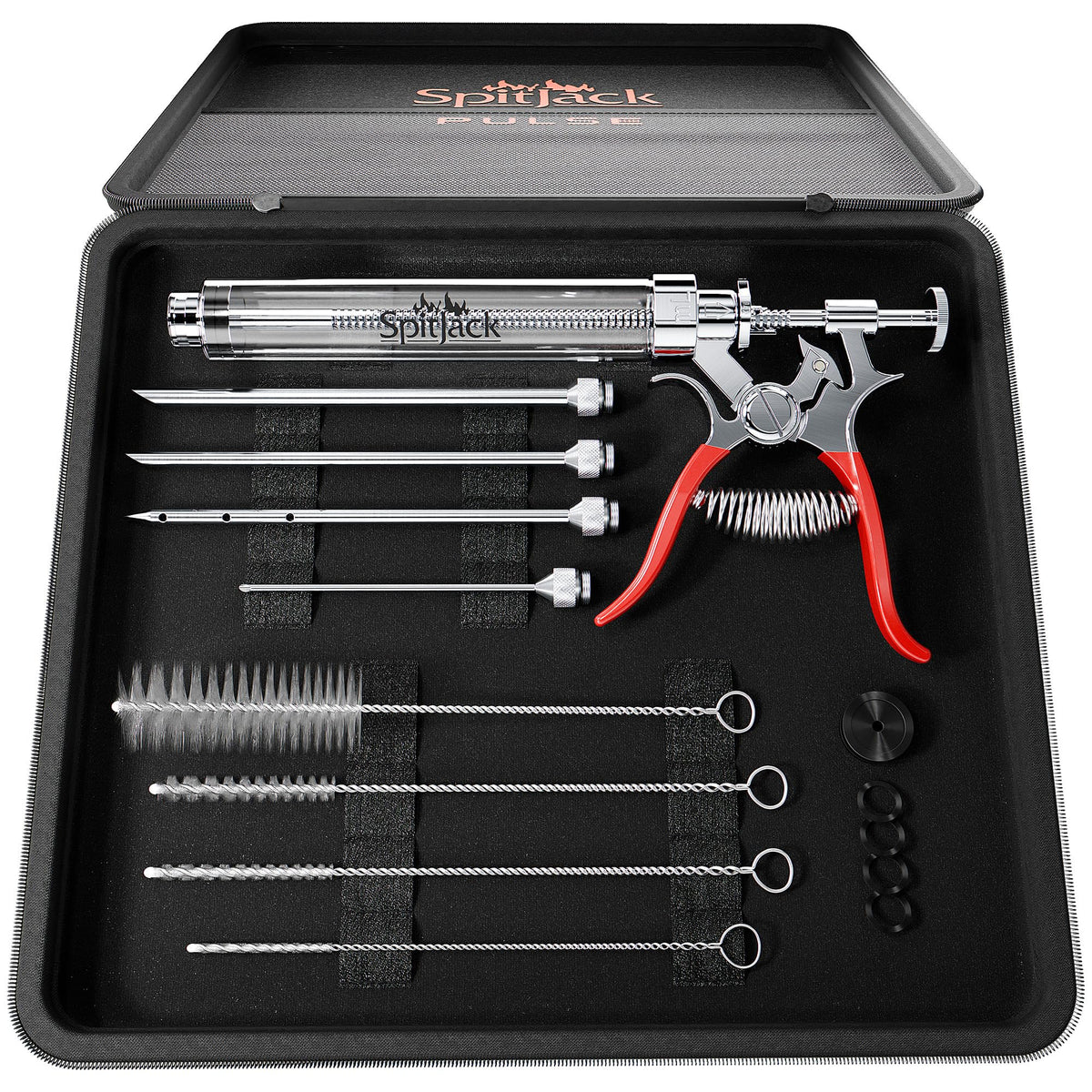 SPITJACK front view showing compact injector and ergonomic handle benefit: comfortable control
