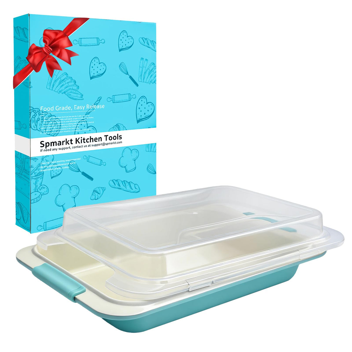Spmarkt 9x13 front view showing pan profile and lid for versatile cooking
