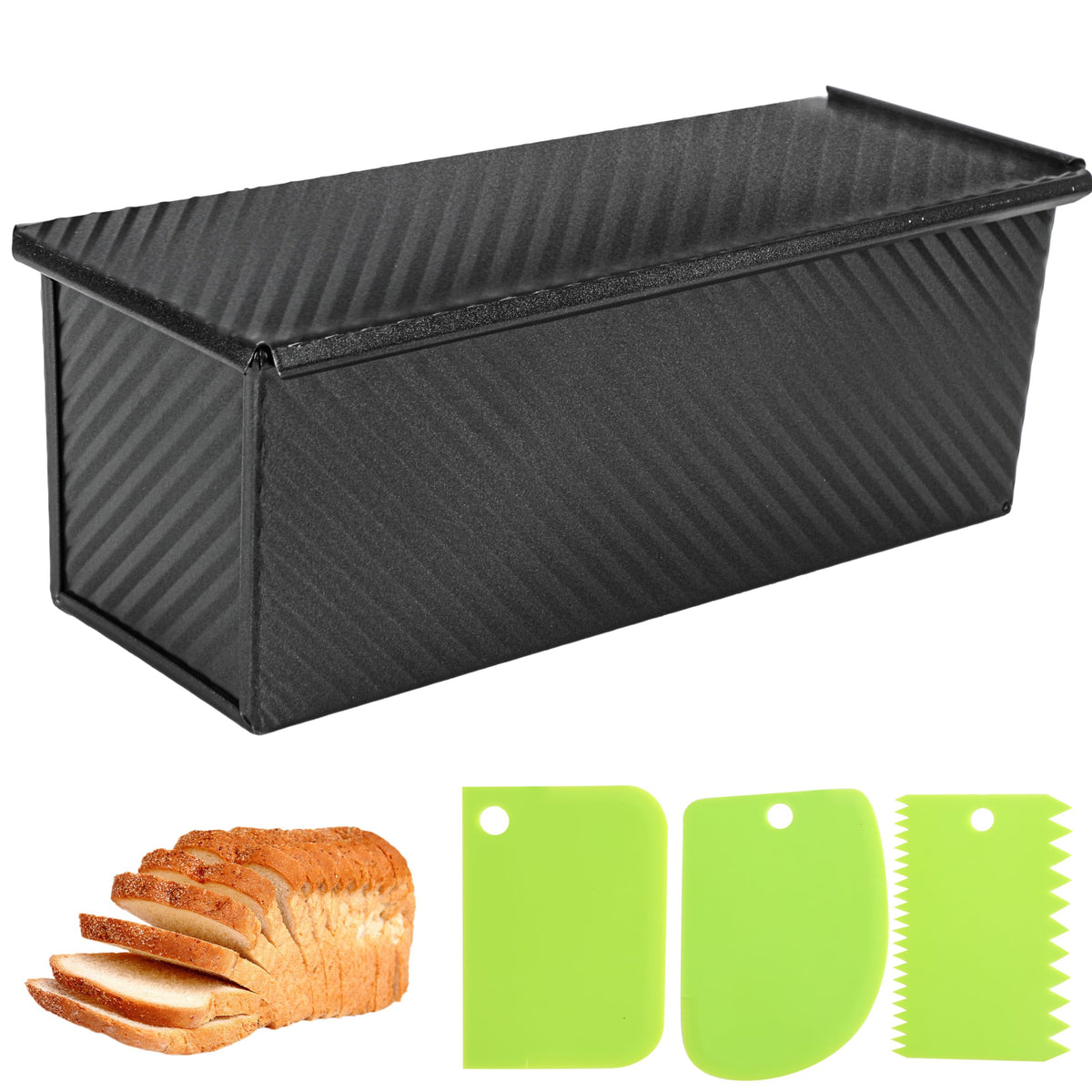 Spmarkt pullman pan front view showing covered loaf shape and dependable baking benefit