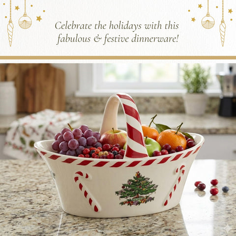 Spode basket filled with cookies showing practical use for holiday entertaining benefit