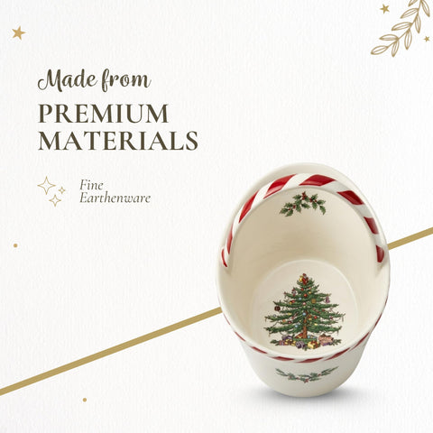 Spode basket side profile next to a teaspoon illustrating size and serving capacity benefit