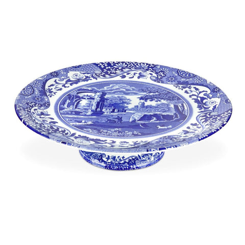 Spode Blue Italian cake stand front view enhances dessert presentation