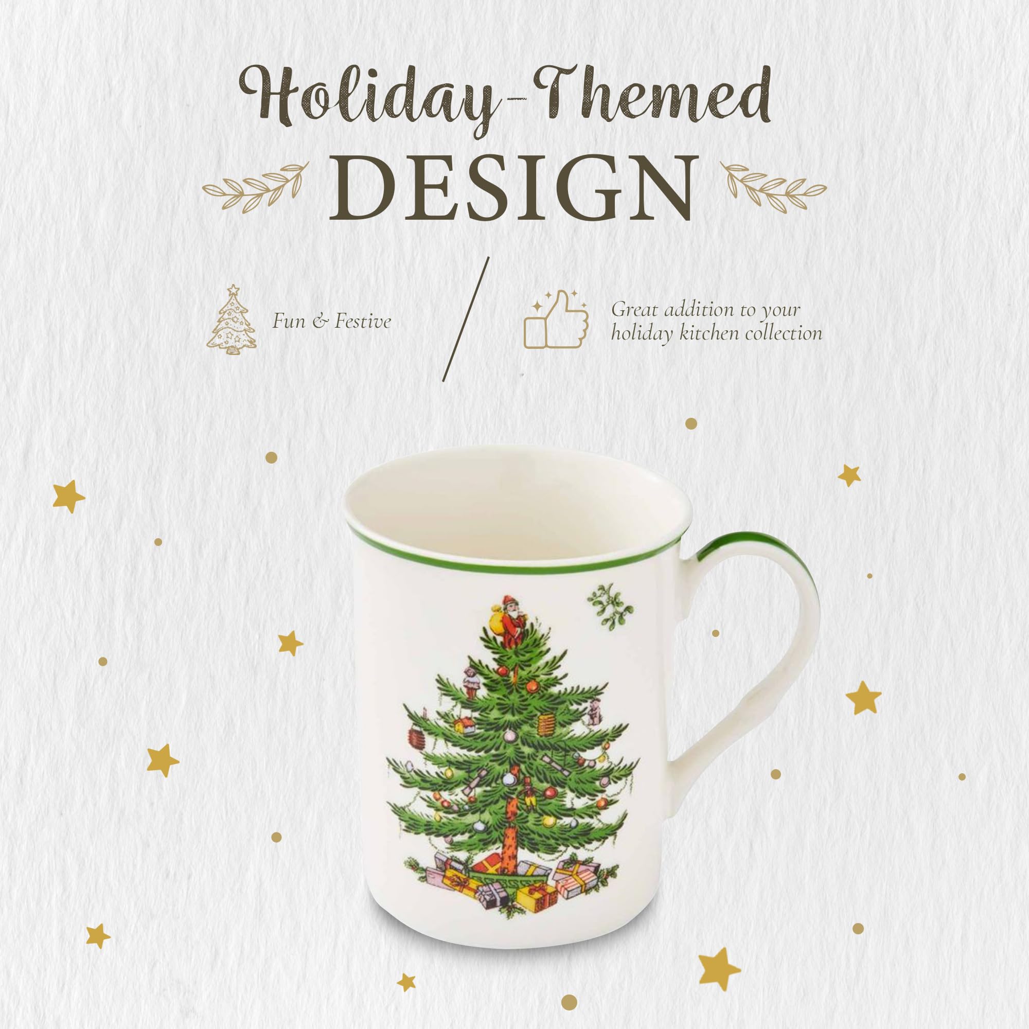 Spode Christmas Tree close-up of glaze and print highlighting durable finish benefit