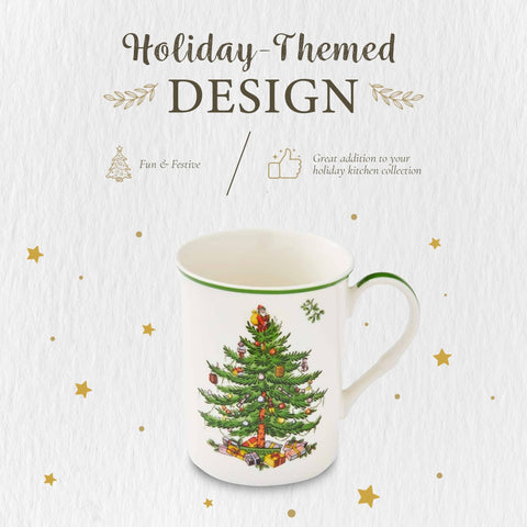 Spode Christmas Tree close-up of glaze and print highlighting durable finish benefit