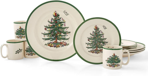 Spode front packaging showing Christmas Tree set and festive presentation benefit