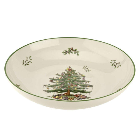 Spode 13-inch pasta bowl front view showing classic Christmas Tree and festive appeal