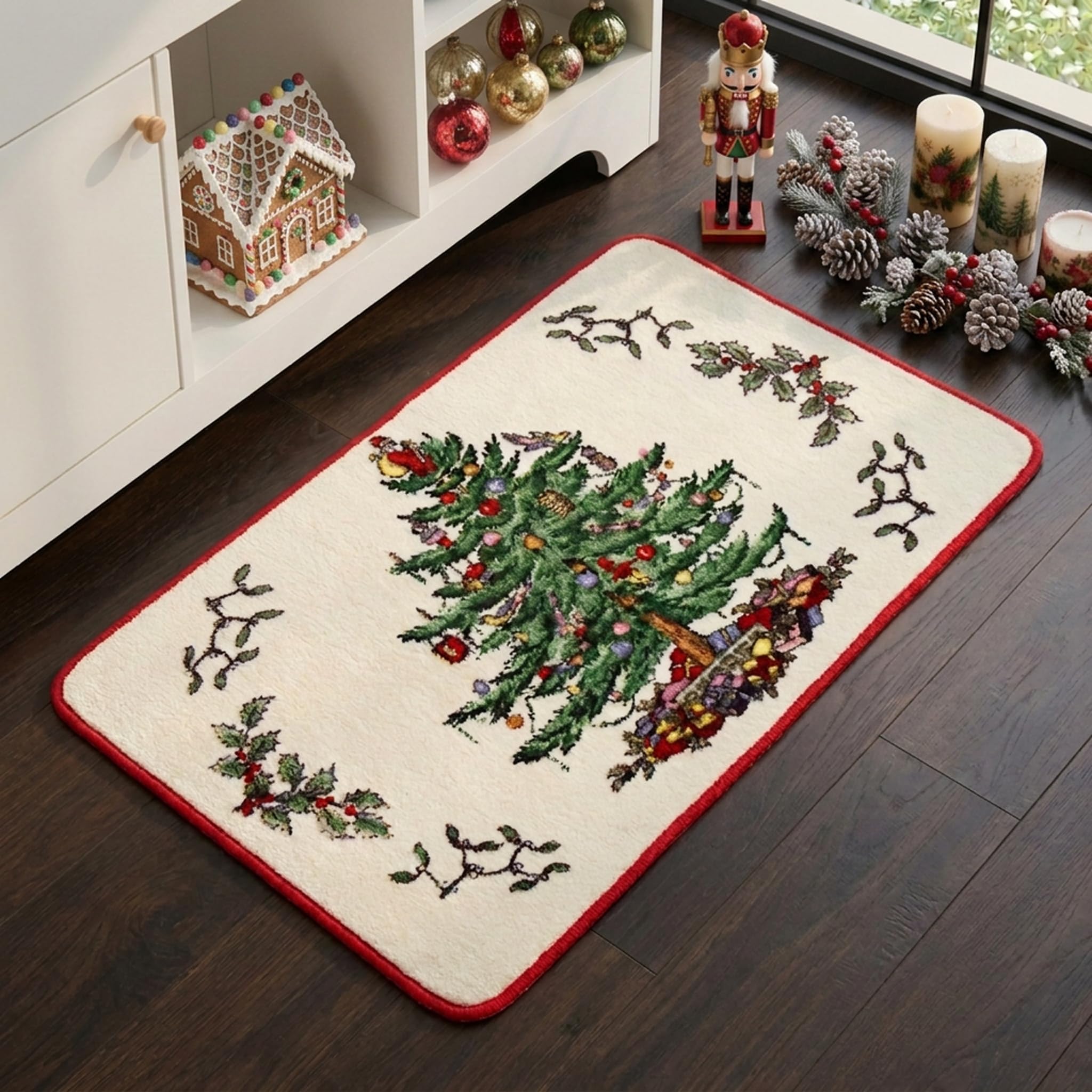 Spode rug underside showing latex anti-skid backing for secure placement