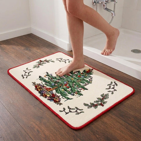 Spode Christmas Tree rug front view showing festive motif and welcoming look