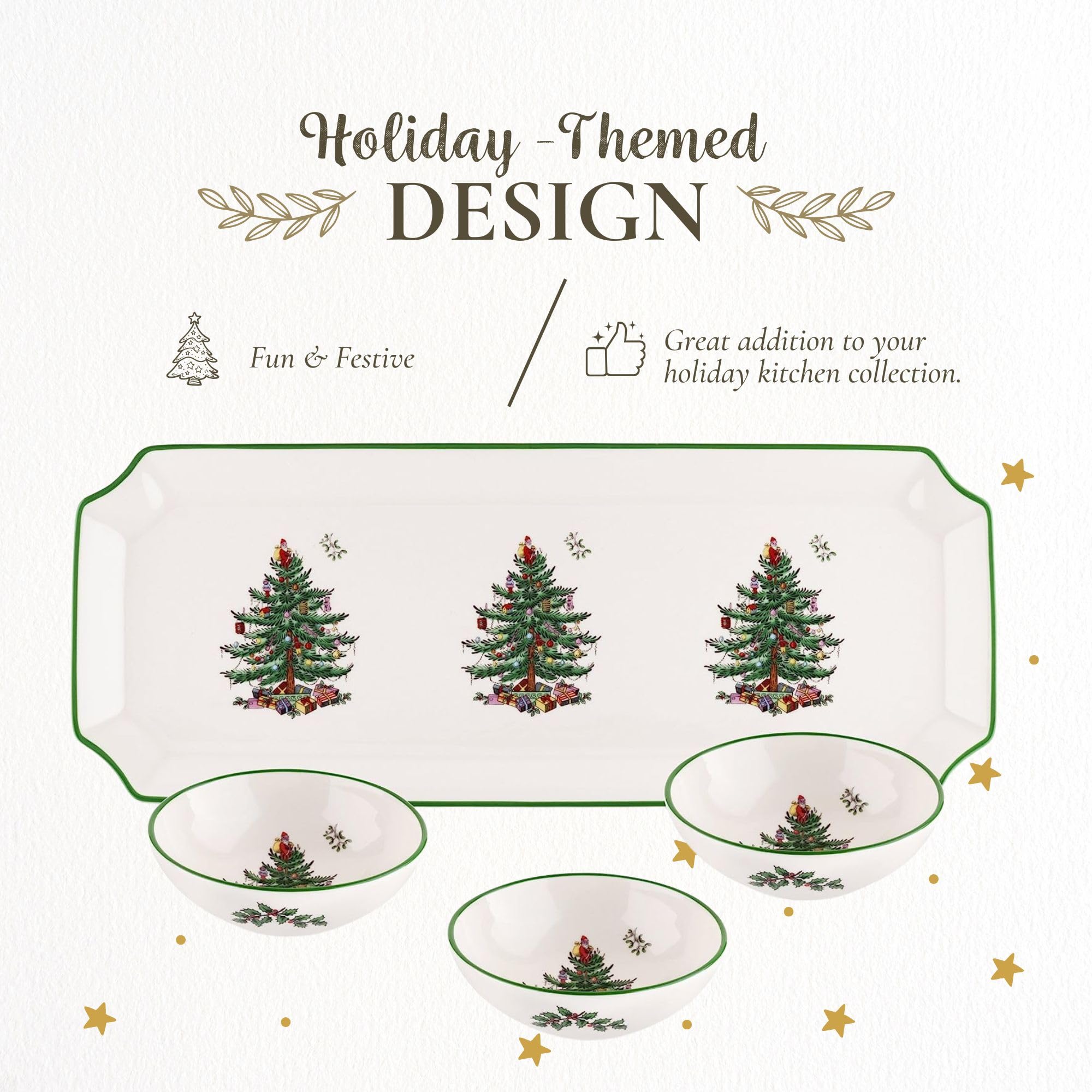 Spode set in use on holiday table offering coordinated serving convenience