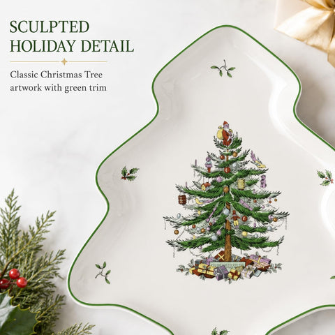 Spode side profile showing tree silhouette and stable rim for easy handling